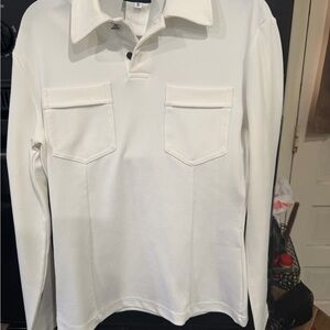 Versace Jeans Collection White Long-Sleeve Polo with Chest Pockets